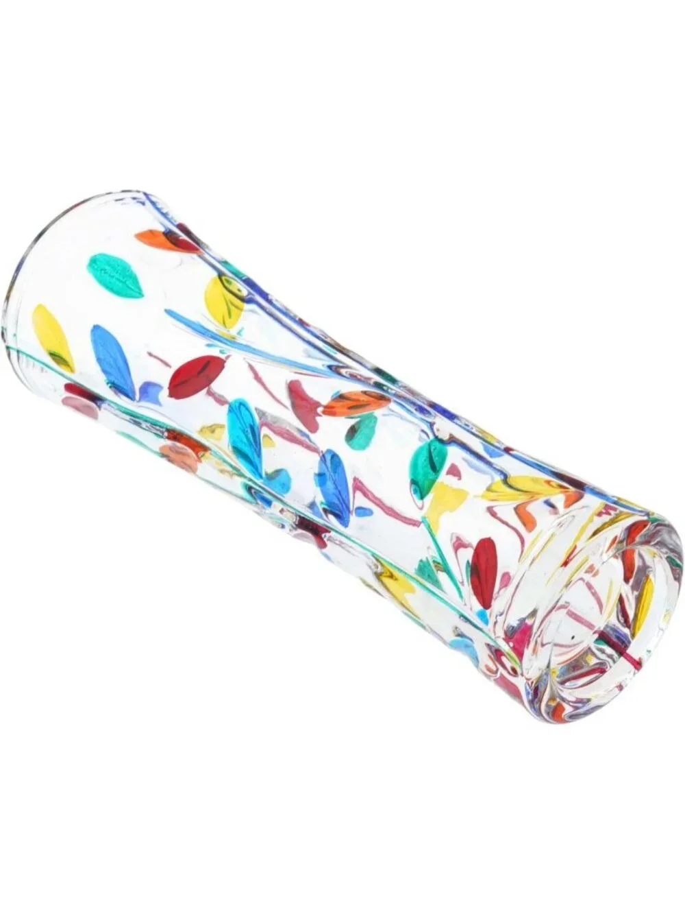 Handmade Murano Crystal Flower Vase - Multicolor Tree Leaves Design, 7.5